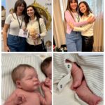 Happy reborn doll collector Matilda Adams meeting award winning silicone reborn doll artist Joanna Kazmierzak Pietka at DARIS International Doll Show holding Baby Maple full body silicone reborn baby